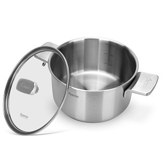 Кастрюля Fissman PREMIUM ONE 20x11 см/3,1 л со стеклянной крышкой нержавеющая сталь (15091)