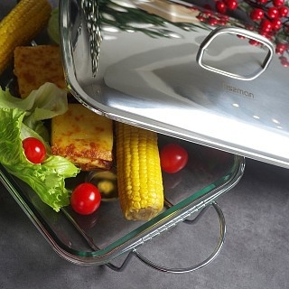 Прямоугольный мармит Fissman 39,5x24x6,5 см/4,0 л жаростойкое стекло (6047)