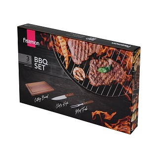 Набор инструментов для барбекю Fissman с доской 3 приметы X30Cr13 сталь (2777)
