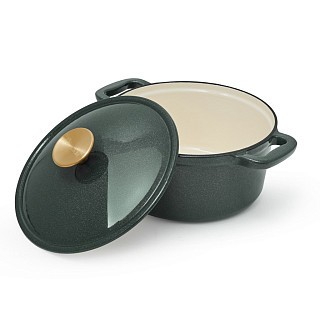Каструля Fissman LE MANS GREEN 24x11,5 см / 4,5 л. з кришкою емальований чавун (4155)