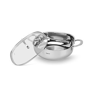 Сотейник Fissman EXCLUSIVE PRO 26x9 см/4,6 л со стеклянной крышкой нержавеющая сталь (5543)