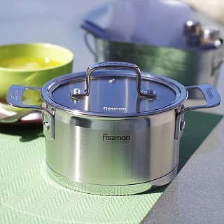 Кастрюля Fissman FOBUS 26x20 см / 10,6 л со стеклянной крышкой (5385) Кастрюля Fissman FOBUS 26x20 см / 10,6 л со стеклянной крышкой (5385)