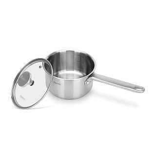 Ківш Fissman MASTER CHEF 16x9 см / 1,6 л зі скляною кришкою нержавіюча сталь (15094)