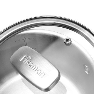 Ківш Fissman PREMIUM ONE 16x9 см / 1,6 л зі скляною кришкою нержавіюча сталь (15090)