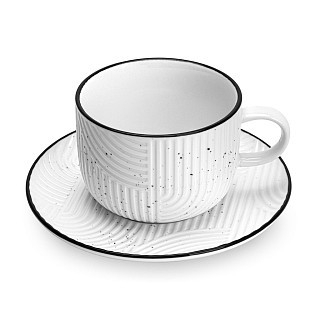 Чашка Fissman ART DECO 250 мл с блюдцем фарфора (13549)