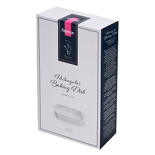 Прямоугольная форма для запекания Fissman 27х19х6 см / 1,6 л со стеклянной крышкой фарфор (14156)