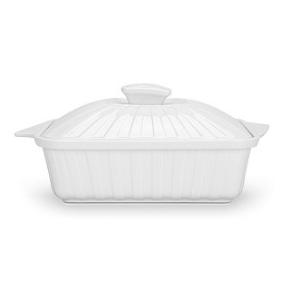 Прямоугольная форма для запекания Fissman 25х19х13 см / 1,6 л с крышкой фарфор цена за шт (14173)