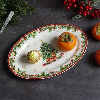 Блюдо Fissman NEW YEAR 30,8х21,2 см фарфор овальное (13809)