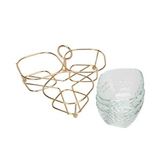 Мінажниця Fissman 22x22x13 см на металевій підставці 3 секції по 280 мл скло (16394)