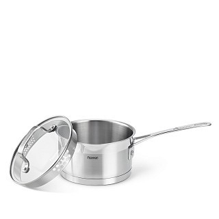 Ківш Fissman FOBUS 16x9 см 1,6 л із скляною кришкою нержавіюча сталь (5379)