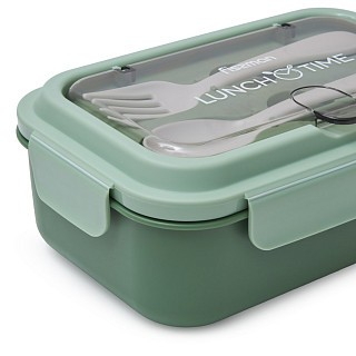 Ланч-бокс Fissman с двумя отделениями 20,5х13,5х7,8 см 800 мл, цвет зеленый нержавеющая сталь (16756)