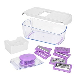 Терка Fissman шинковказ с контейнером 28x13x12 см с 6 сменными лезвиями. (18640)