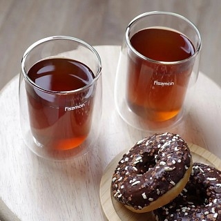 Комплект из двух стаканов Fissman BONBON 350 мл жаропрочное стекло с двойными стенками (6448)