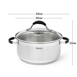 Каструля Fissman MAGNIFICA 7,1 л із скляною кришкою (15355) Каструля Fissman MAGNIFICA 7,1 л із скляною кришкою (15355)