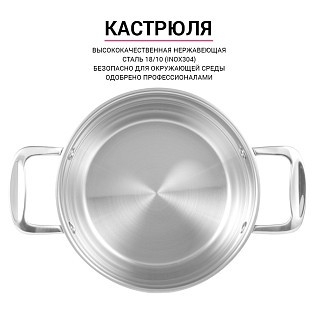 Каструля Fissman NORDIA 20x12 см / 3,7 л зі скляною кришкою (5373) Каструля Fissman NORDIA 20x12 см / 3,7 л зі скляною кришкою (5373)