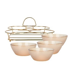 Минажница Fissman 24x24x13 см на металлической подставке 4 секции по 350 мл стекло (16395)