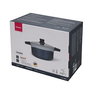 Кастрюля Fissman со стеклянной крышкой LUXURIA 24x12см/4,5л алюминий с антипригарным покрытием (14551) Кастрюля Fissman со стеклянной крышкой LUXURIA 24x12см/4,5л алюминий с антипригарным покрытием (14551)