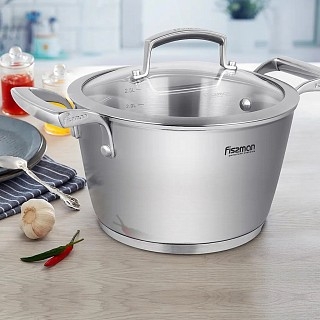 Каструля Fissman MILLENIUM 16x9 см / 1,5л зі скляною кришкою (5361)