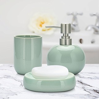 Дозатор жидкого мыла Fissman 300 мл, стакан 290мл и мыльница в наборе (9508) Дозатор жидкого мыла Fissman 300 мл, стакан 290мл и мыльница в наборе (9508)