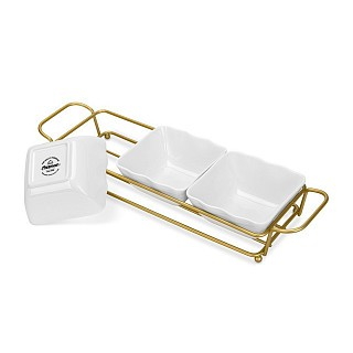 Мінажниця Fissman 35,8х10,7х6,3 см на сталевій підставці порцеляна (16109)