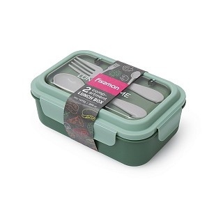 Ланч-бокс Fissman з двома відділенням 20,5х13,5х7,8 см 800 мл, колір зелений нержавіюча сталь (16756)
