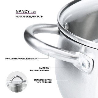 Набір посуду Fissman NANCY 6 предметів зі скляними кришками (5830) Набір посуду Fissman NANCY 6 предметів зі скляними кришками (5830)