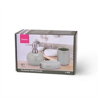 Дозатор жидкого мыла Fissman 300 мл, стакан 290мл и мыльница в наборе (9508) Дозатор жидкого мыла Fissman 300 мл, стакан 290мл и мыльница в наборе (9508)