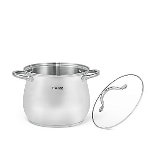 Кастрюля Fissman FAVIO 24x19,5 см 8,8л со стеклянной крышкой нержавеющая сталь (5526)