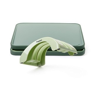 Набір з 2-х обробних дощок Fissman 38х28 на підставці, колір Зелений пластик, ТПР (8058)