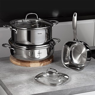 Кастрюля Fissman EXCLUSIVE PRO 24x12 см/5,3 л со стеклянной крышкой нержавеющая сталь (5542)