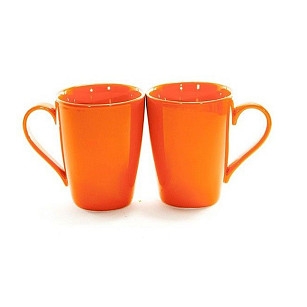 Комплект з двох кухлів Fissman кераміка 250 мл помаранчевий (9338)