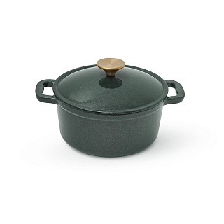 Каструля Fissman LE MANS GREEN 20x10 см / 2,6 л. з кришкою емальований чавун (4153)