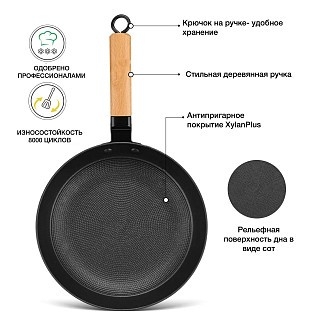 Сковорода для жарки Fissman SEAGREEN 24x4,5 см с дер. ручкой (эмалированный чугун) (4000)