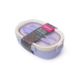 Ланч-бокс Fissman с тремя отделениями 21,5х14,5х7 см 850 мл, цвет фиолетовый пластик (16753)