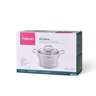 Каструля Fissman MILLENIUM 18x10 см / 2,1л зі скляною кришкою (5362)