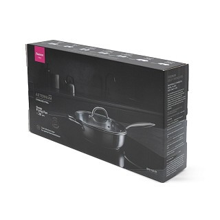 Сковорідка глибока Fissman AETERNUM 28x7,5 см зі скляною кришкою нержавіюча сталь (15107)