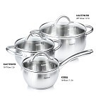 Набір посуду Fissman NANCY 6 предметів зі скляними кришками (5830)