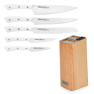 Набор ножей Fissman 6 предметов ULM в деревянной подставке со встроенным точилом (2743)