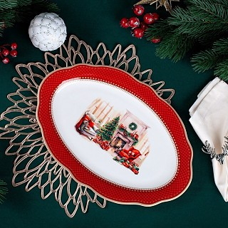 Блюдо Fissman CHRISTMAS AVE овальное 35х25 см фарфор (16031)