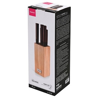 Набор ножей Fissman 6 предметов SOLVEIG в деревянной подставке 420J2 сталь (2718)