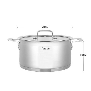 Каструля Fissman FOBUS 20x10 см /3,1 л  із скляною кришкою (5383) Каструля Fissman FOBUS 20x10 см /3,1 л  із скляною кришкою (5383)