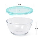 Миска Fissman 15x8 см скло 800 мл з пластиковою кришкою (6520)