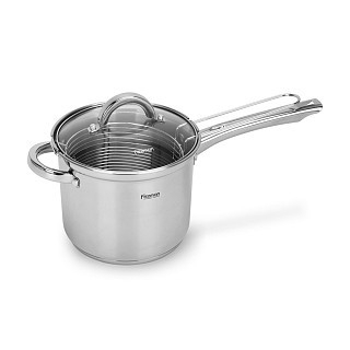 Ковш Fissman FEDELE 18x15 см 3,57л. со вставкой-пароваркой и стеклянной крышкой нерж.сталь (5375)