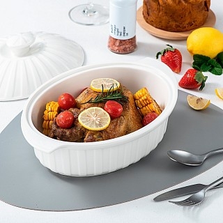 Овальная форма для запекания Fissman 26х20,5х13 см / 1,6 л с крышкой фарфор цена за шт (14174)