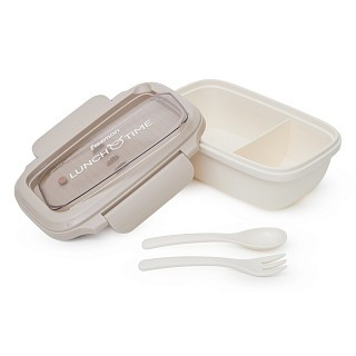 Ланч-бокс Fissman с двумя отделениями 19,7х14х8,2 см 850 мл, цвет серый пластик (16751)