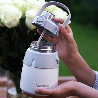 Термос Fissman 800 мл, цвет серый нержавеющая сталь (9864)