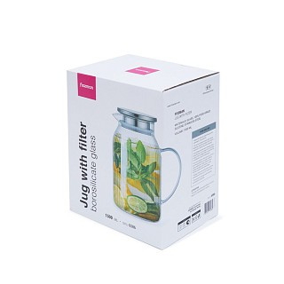 Глечик для холодних та гарячих напоїв Fissman з фільтром 1500 мл жаростійке скло (6586) Глечик для холодних та гарячих напоїв Fissman з фільтром 1500 мл жаростійке скло (6586)