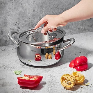 Каструля Fissman ABSOLUTE PRO 20x10 см / 3,2 л зі скляною кришкою нержавіюча сталь (5546)