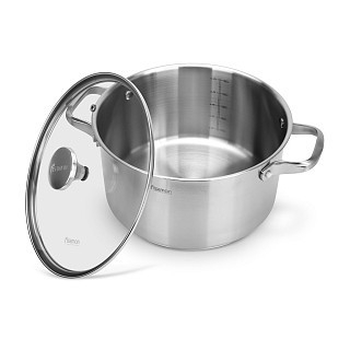Каструля Fissman MASTER CHEF 24x13 см / 5,4 л зі скляною кришкою нержавіюча сталь (15097)