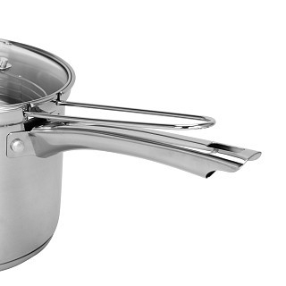 Ковш Fissman FEDELE 18x15 см 3,57л. со вставкой-пароваркой и стеклянной крышкой нерж.сталь (5375)